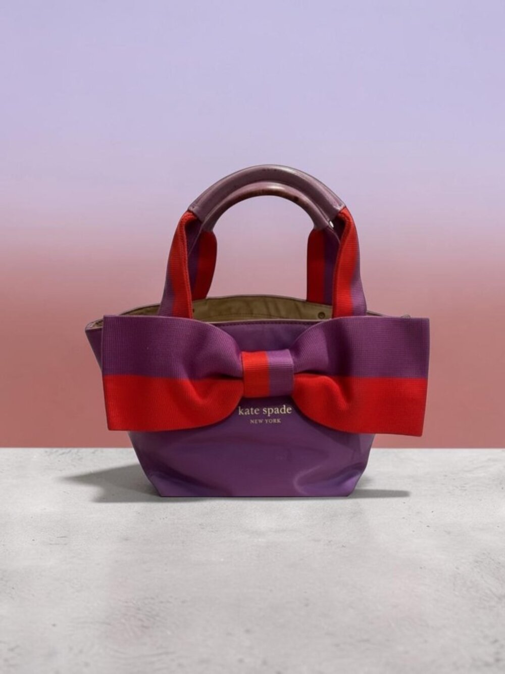 kate spade Purple and Red Bow Tote Bag--Barrow Street